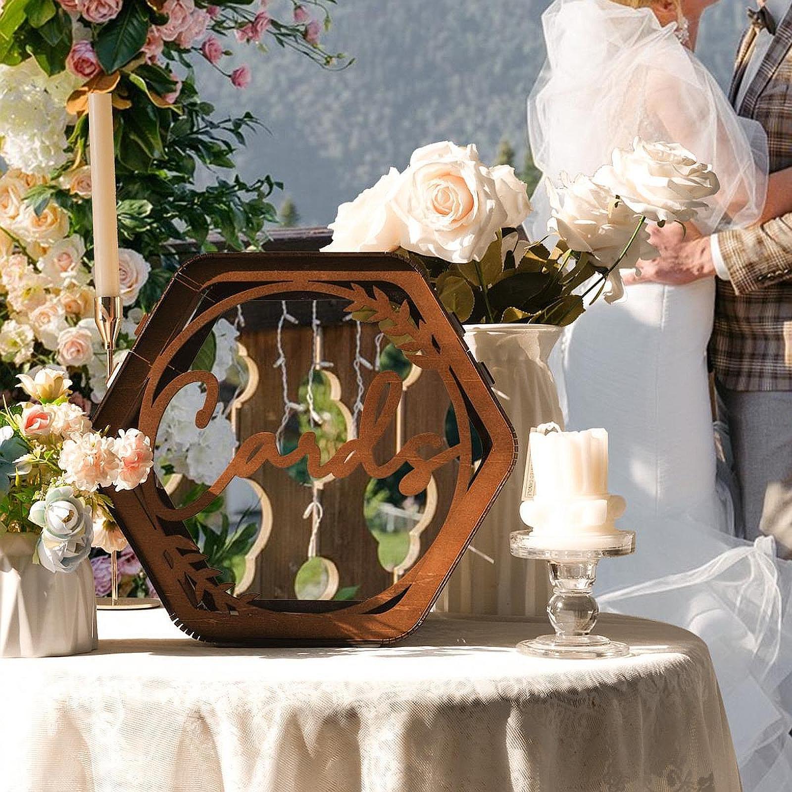 Wedding Card Box - กล่องใส่การ์ดแต่งงาน กล่องใส่เงิน ของตกแต่งงานแต่งงาน กล่องใส่การ์ดไม้สไตล์เรโทร สำหรับงานแต่งงาน งานฉลองครบรอบ